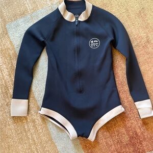 Black and Cream One Piece swimsuit/wet suit xs